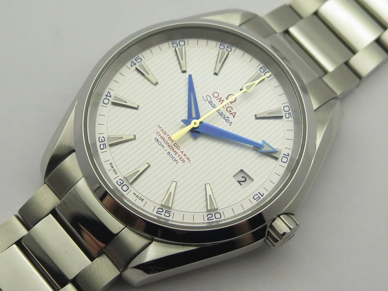 Aqua Terra 150M SS VSF 1:1 Best Edition White Textured Dial Blue Hands On SS Bracelet A8500 Super Clone