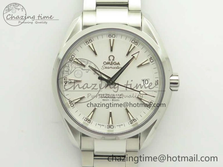 Aqua Terra 150M SS VSF 1:1 Best Edition White Textured Dial Silver Markers on SS Bracelet A8500 Super Clone
