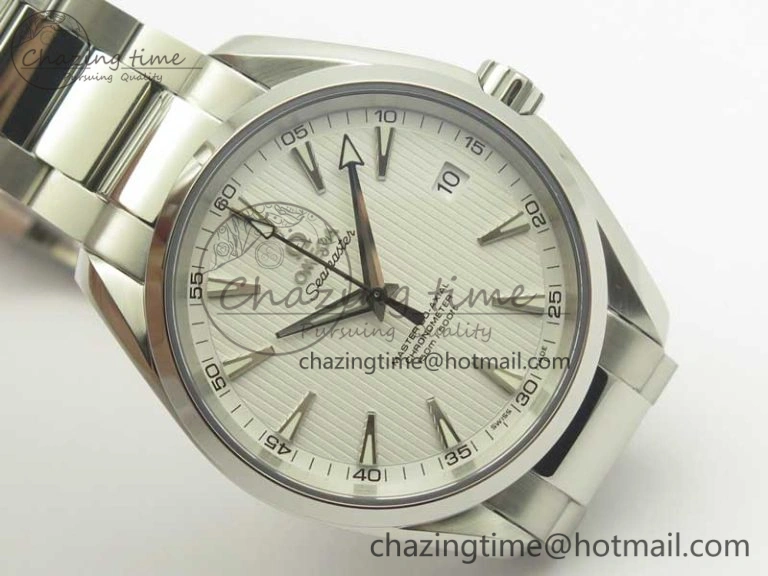 Aqua Terra 150M SS VSF 1:1 Best Edition White Textured Dial Silver Markers on SS Bracelet A8500 Super Clone