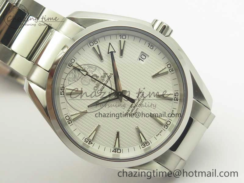 Aqua Terra 150M SS VSF 1:1 Best Edition White Textured Dial Silver Markers on SS Bracelet A8500 Super Clone