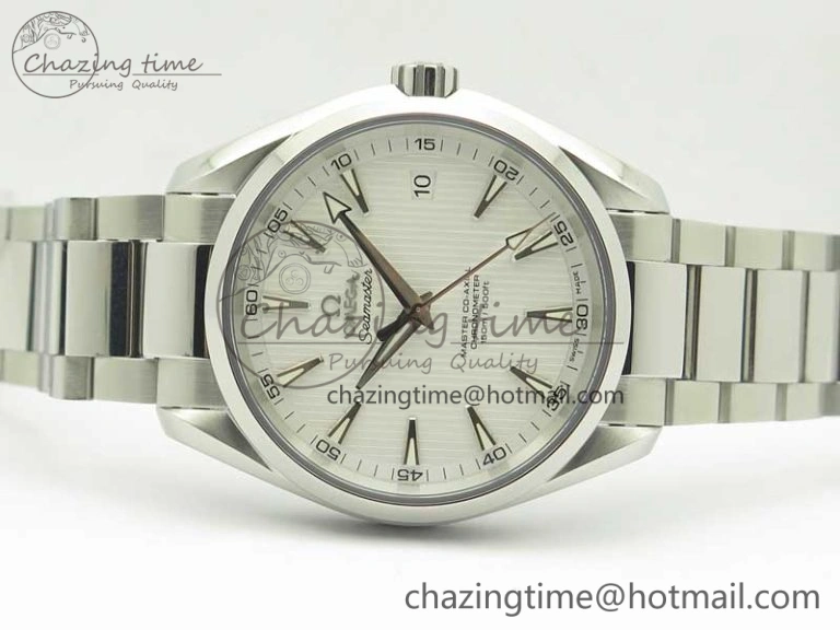 Aqua Terra 150M SS VSF 1:1 Best Edition White Textured Dial Silver Markers on SS Bracelet A8500 Super Clone