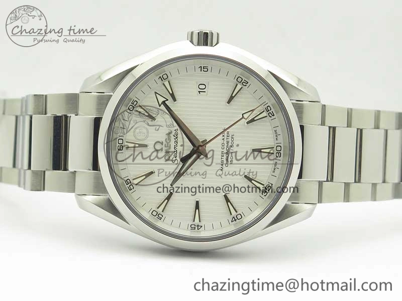 Aqua Terra 150M SS VSF 1:1 Best Edition White Textured Dial Silver Markers on SS Bracelet A8500 Super Clone