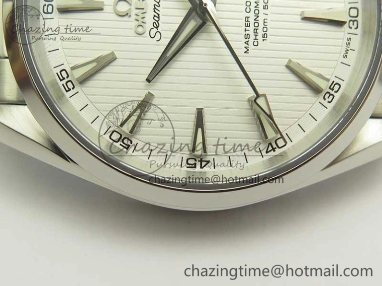 Aqua Terra 150M SS VSF 1:1 Best Edition White Textured Dial Silver Markers on SS Bracelet A8500 Super Clone