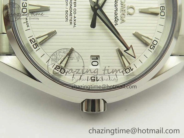 Aqua Terra 150M SS VSF 1:1 Best Edition White Textured Dial Silver Markers on SS Bracelet A8500 Super Clone