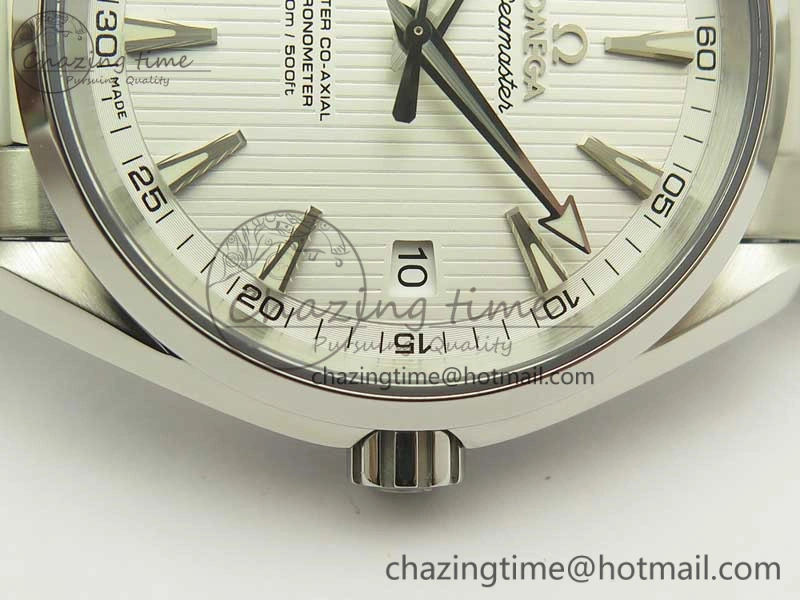 Aqua Terra 150M SS VSF 1:1 Best Edition White Textured Dial Silver Markers on SS Bracelet A8500 Super Clone