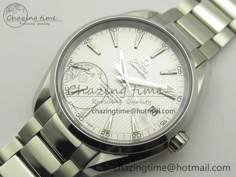Aqua Terra 150M SS VSF 1:1 Best Edition White Textured Dial Silver Markers on SS Bracelet A8500 Super Clone