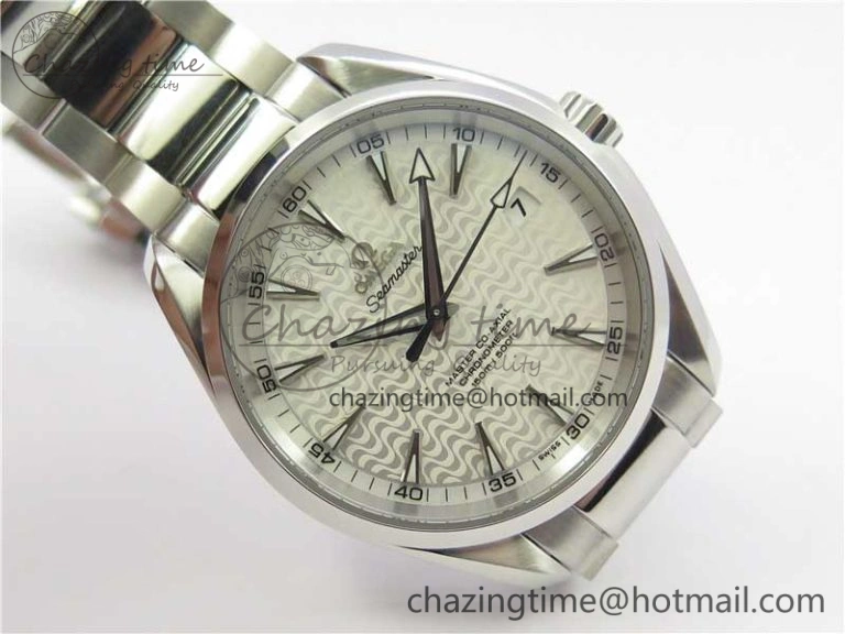Aqua Terra 150M SS VSF 1:1 Best Edition White Wave Textured Dial on SS Bracelet A8500 Super Clone (2 Straps)