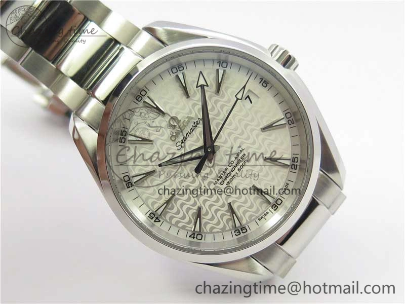 Aqua Terra 150M SS VSF 1:1 Best Edition White Wave Textured Dial on SS Bracelet A8500 Super Clone (2 Straps)