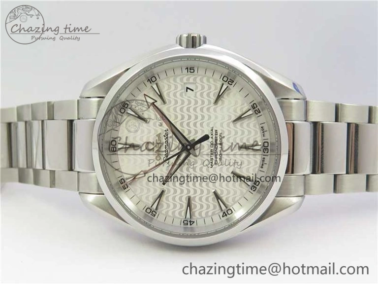 Aqua Terra 150M SS VSF 1:1 Best Edition White Wave Textured Dial on SS Bracelet A8500 Super Clone (2 Straps)