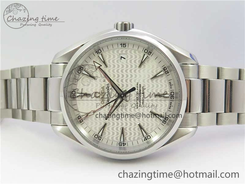 Aqua Terra 150M SS VSF 1:1 Best Edition White Wave Textured Dial on SS Bracelet A8500 Super Clone (2 Straps)