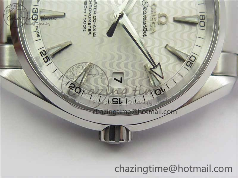 Aqua Terra 150M SS VSF 1:1 Best Edition White Wave Textured Dial on SS Bracelet A8500 Super Clone (2 Straps)
