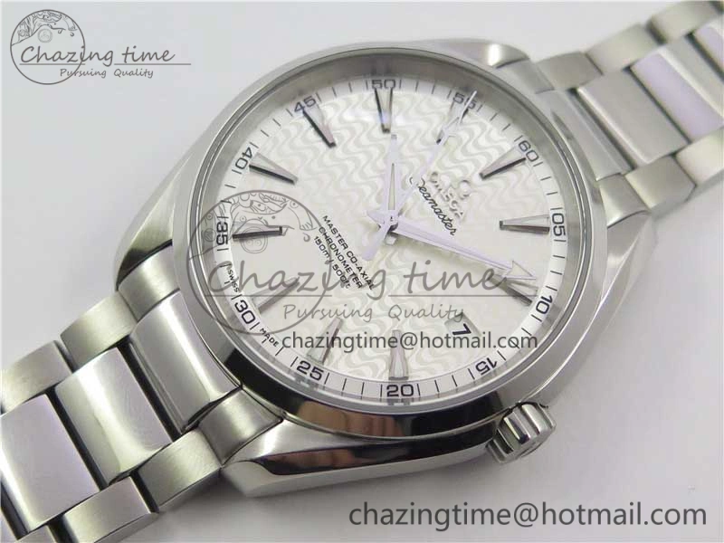 Aqua Terra 150M SS VSF 1:1 Best Edition White Wave Textured Dial on SS Bracelet A8500 Super Clone (2 Straps)