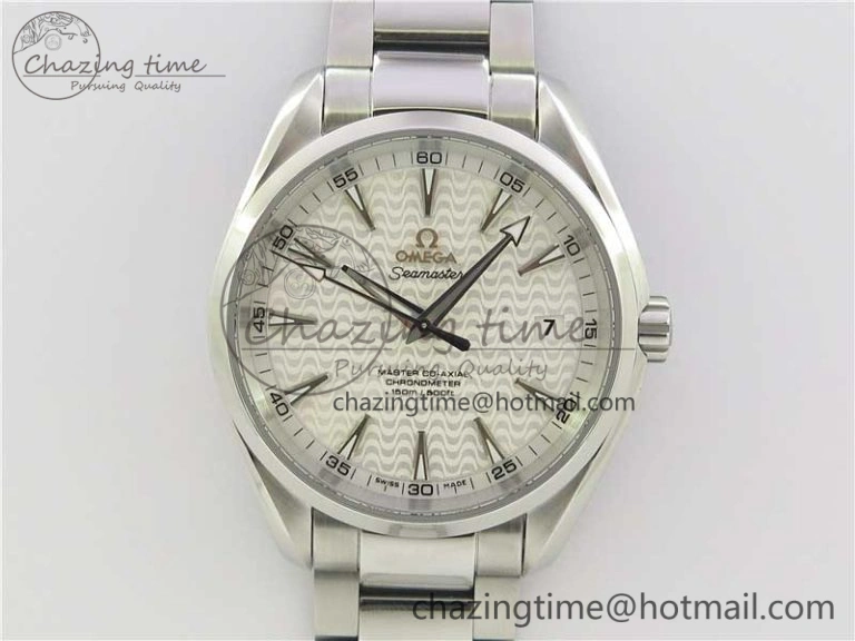 Aqua Terra 150M SS VSF 1:1 Best Edition White Wave Textured Dial on SS Bracelet A8500 Super Clone (2 Straps)