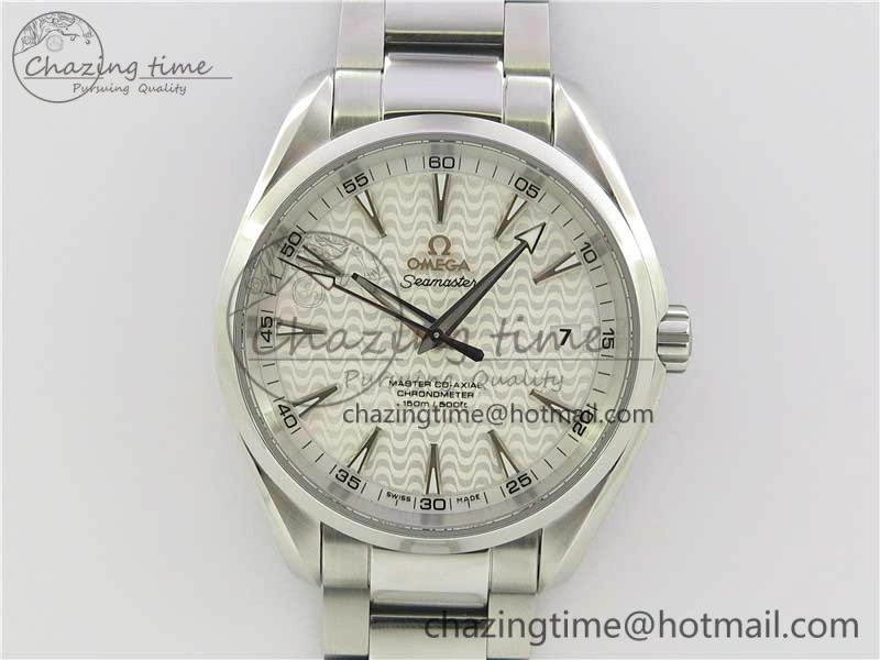 Aqua Terra 150M SS VSF 1:1 Best Edition White Wave Textured Dial on SS Bracelet A8500 Super Clone (2 Straps)