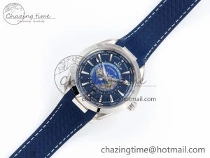 Aqua Terra GMT Worldtimer 43mm VSF 1:1 Best Edition Deep Blue Dial on Blue Rubber Strap A8938 Super Clone
