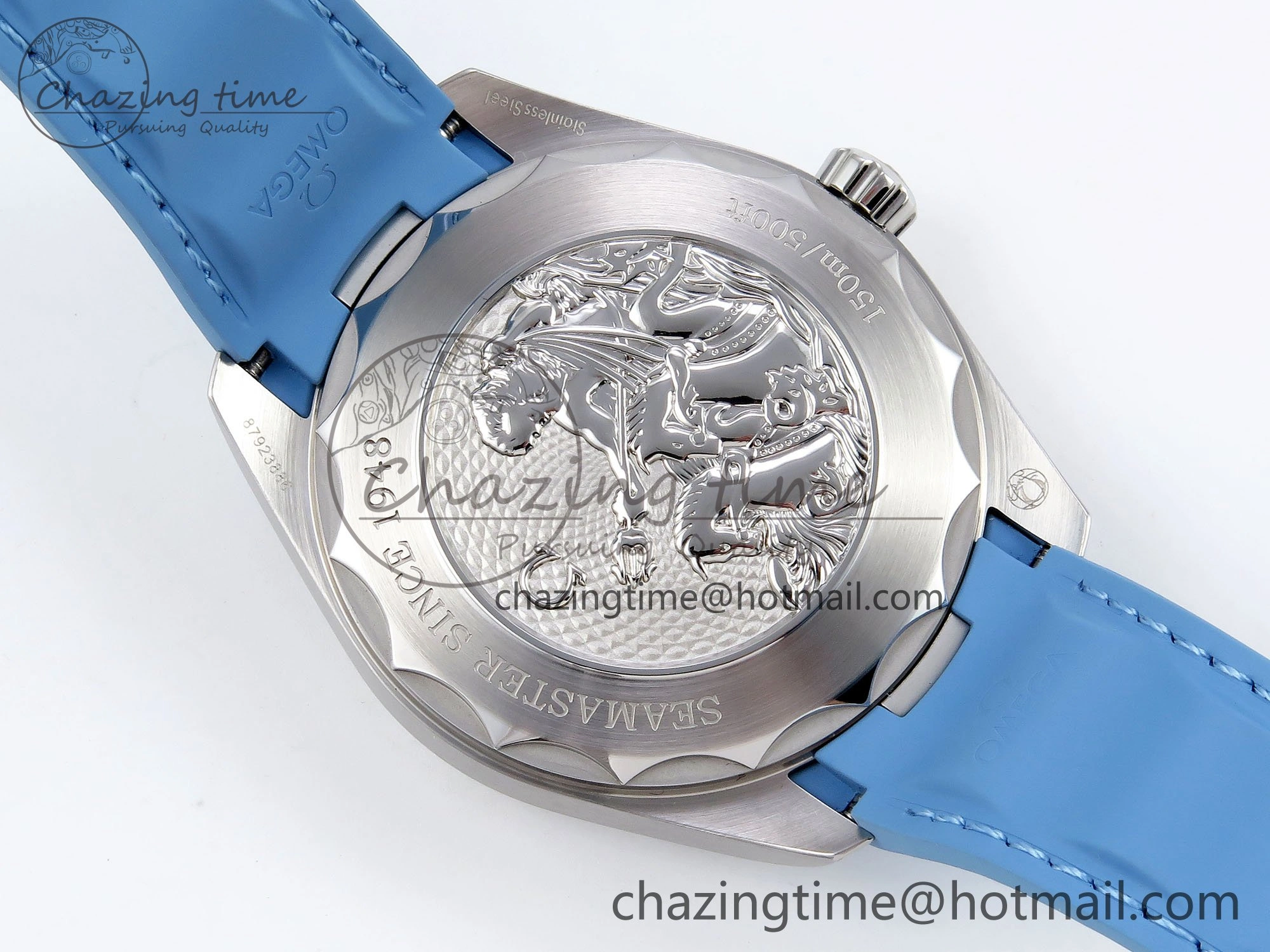 Aqua Terra GMT Worldtimer 43mm VSF 1:1 Best Edition Summer Blue Dial on Blue Rubber Strap A8938 Super Clone
