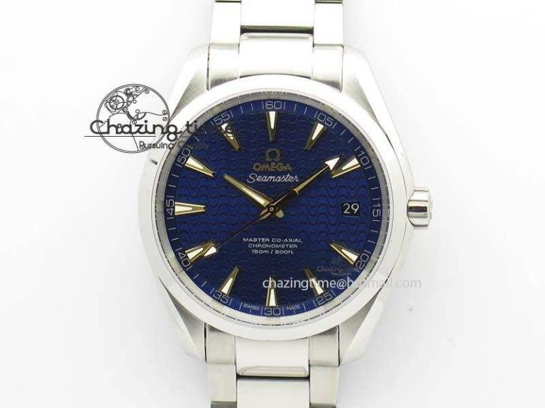 Aqua Terra “James Bond” SS V6F 1:1 Best Edition Blue Textured Dial On SS Bracelet A8500
