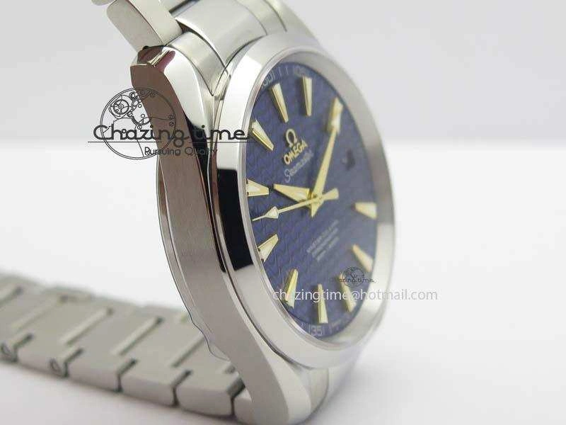 Aqua Terra “James Bond” SS V6F 1:1 Best Edition Blue Textured Dial On SS Bracelet A8500