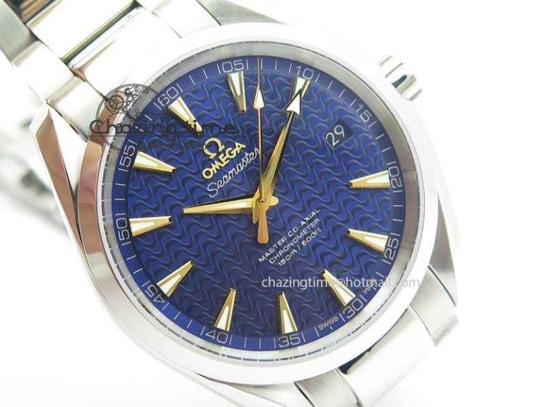 Aqua Terra “James Bond” SS V6F 1:1 Best Edition Blue Textured Dial On SS Bracelet A8500