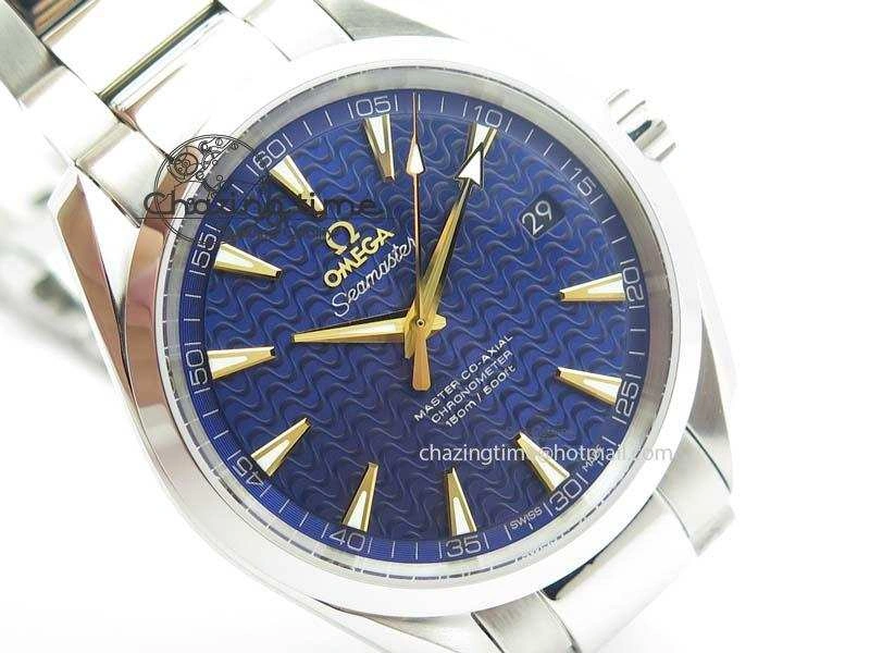 Aqua Terra “James Bond” SS V6F 1:1 Best Edition Blue Textured Dial On SS Bracelet A8500
