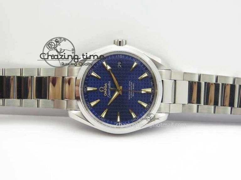 Aqua Terra “James Bond” SS V6F 1:1 Best Edition Blue Textured Dial On SS Bracelet A8500