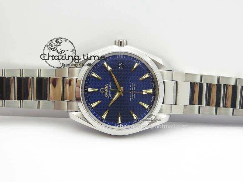 Aqua Terra “James Bond” SS V6F 1:1 Best Edition Blue Textured Dial On SS Bracelet A8500