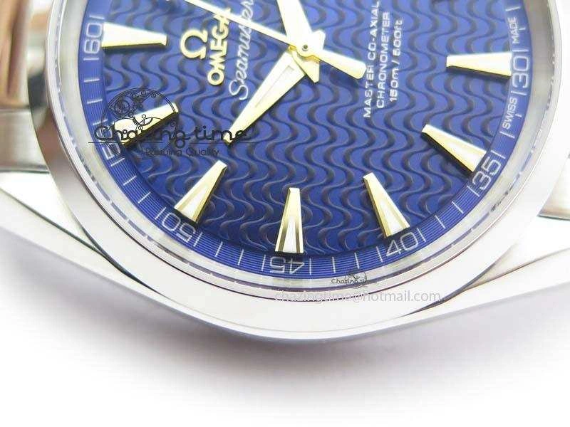 Aqua Terra “James Bond” SS V6F 1:1 Best Edition Blue Textured Dial On SS Bracelet A8500