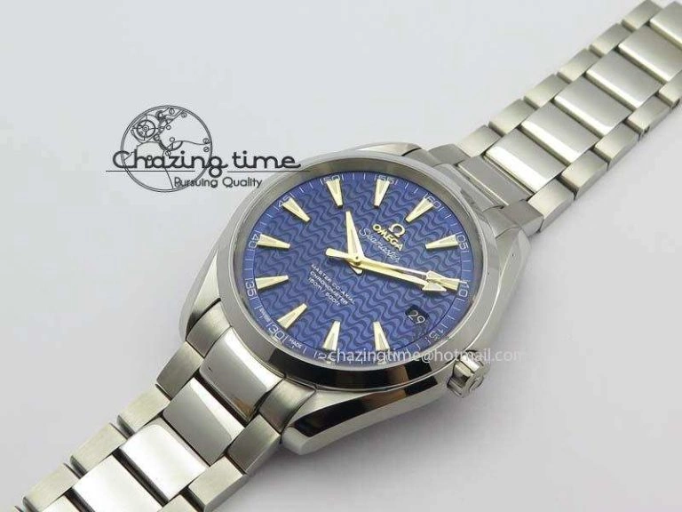 Aqua Terra “James Bond” SS V6F 1:1 Best Edition Blue Textured Dial On SS Bracelet A8500
