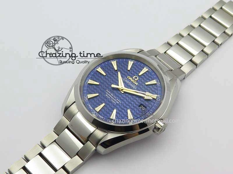 Aqua Terra “James Bond” SS V6F 1:1 Best Edition Blue Textured Dial On SS Bracelet A8500