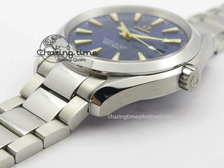 Aqua Terra “James Bond” SS V6F 1:1 Best Edition Blue Textured Dial On SS Bracelet A8500
