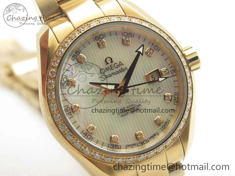 Aqua Terra Ladies 35mm RG V6F Best Edition White MOP Dial Diam On RG Bracelet A8520