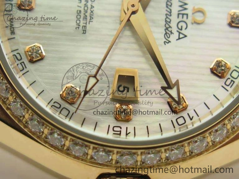 Aqua Terra Ladies 35mm RG V6F Best Edition White MOP Dial Diam On RG Bracelet A8520