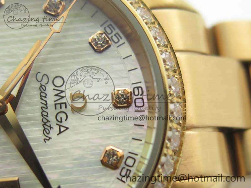 Aqua Terra Ladies 35mm RG V6F Best Edition White MOP Dial Diam On RG Bracelet A8520