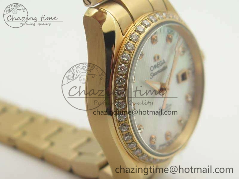 Aqua Terra Ladies 35mm RG V6F Best Edition White MOP Dial Diam On RG Bracelet A8520