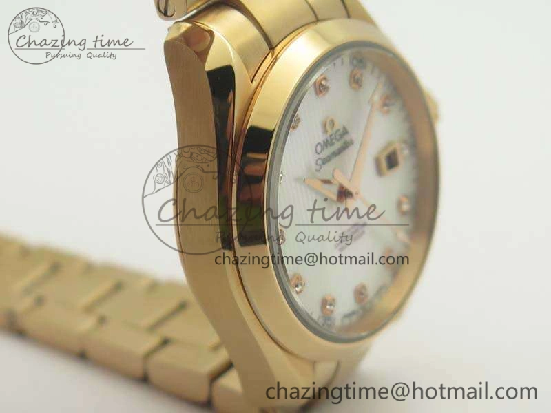Aqua Terra Ladies 35mm RG V6F Best Edition White MOP Dial On RG Bracelet A8520