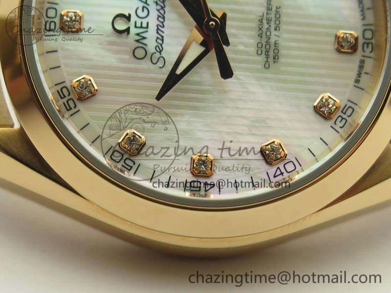 Aqua Terra Ladies 35mm RG V6F Best Edition White MOP Dial On RG Bracelet A8520