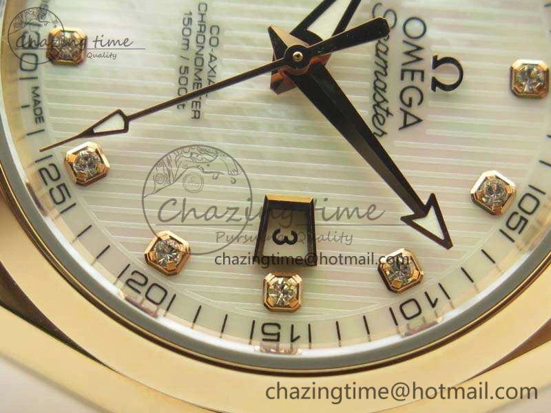 Aqua Terra Ladies 35mm RG V6F Best Edition White MOP Dial On RG Bracelet A8520