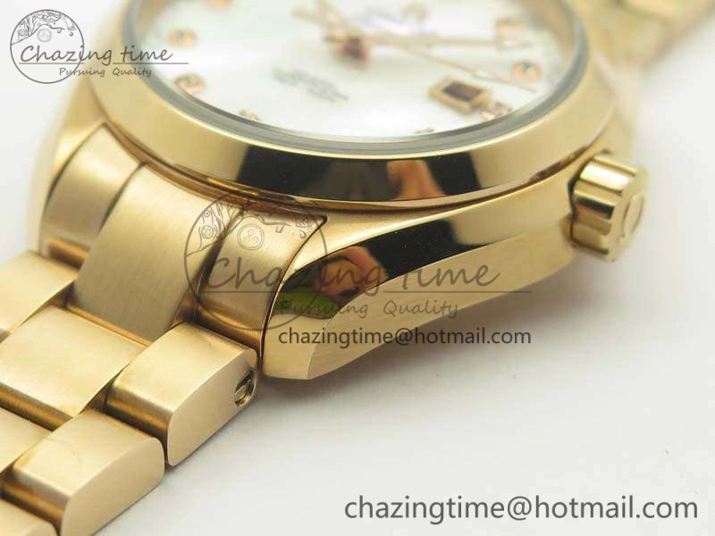 Aqua Terra Ladies 35mm RG V6F Best Edition White MOP Dial On RG Bracelet A8520