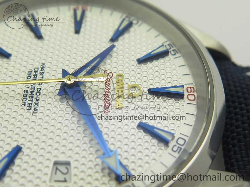 Aqua Terra Master Ryder Cup Edition VSF 1:1 Best Edition White Textured Dial on Blue Nylon Strap A8500 Super Clone
