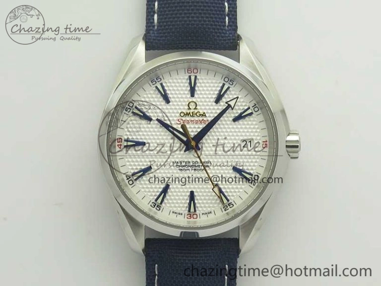 Aqua Terra Master Ryder Cup Edition VSF 1:1 Best Edition White Textured Dial on Blue Nylon Strap A8500 Super Clone