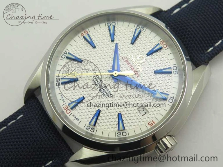 Aqua Terra Master Ryder Cup Edition VSF 1:1 Best Edition White Textured Dial on Blue Nylon Strap A8500 Super Clone
