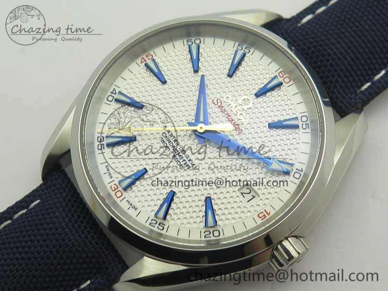 Aqua Terra Master Ryder Cup Edition VSF 1:1 Best Edition White Textured Dial on Blue Nylon Strap A8500 Super Clone