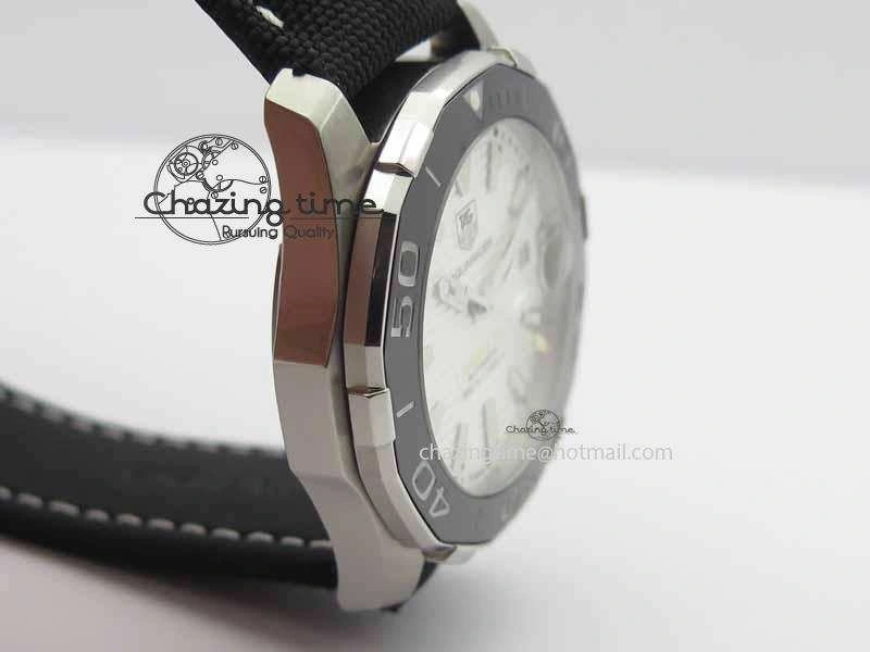AquaRacer Calibre 5 SS V6F 1:1 Best Edition White Textured Dial On Black Nylon Strap A2824