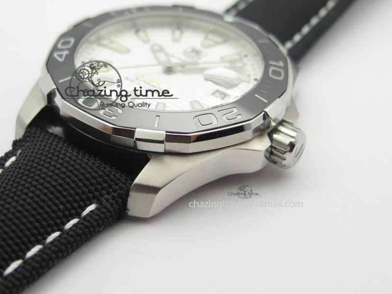 AquaRacer Calibre 5 SS V6F 1:1 Best Edition White Textured Dial On Black Nylon Strap A2824