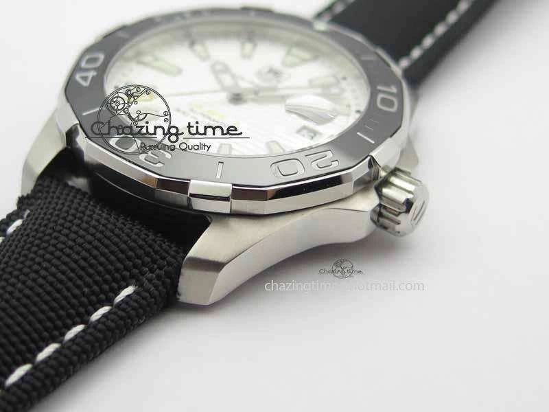 AquaRacer Calibre 5 SS V6F 1:1 Best Edition White Textured Dial On Black Nylon Strap A2824