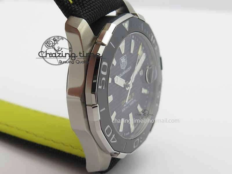 AquaRacer Calibre 5 SS V6F Best Edition Black Dial Ceramic Bezel On Nylon Strap A2824