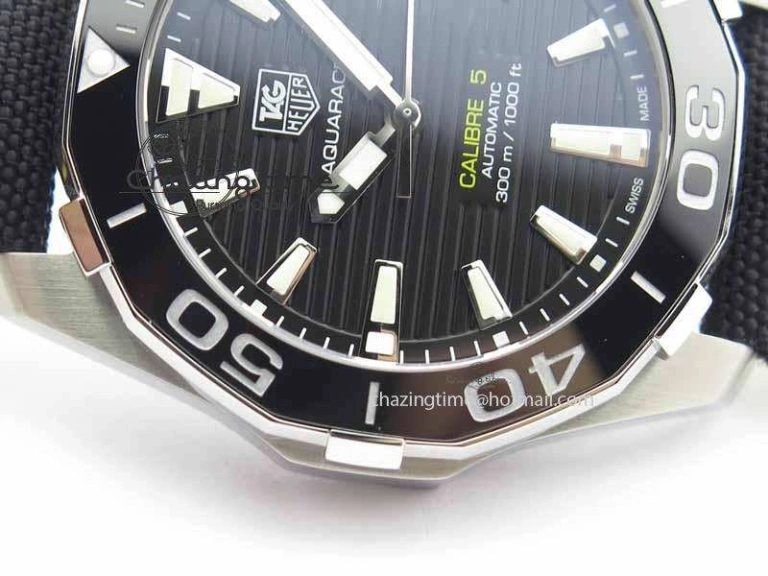 AquaRacer Calibre 5 SS V6F Best Edition Black Dial Ceramic Bezel On Nylon Strap A2824