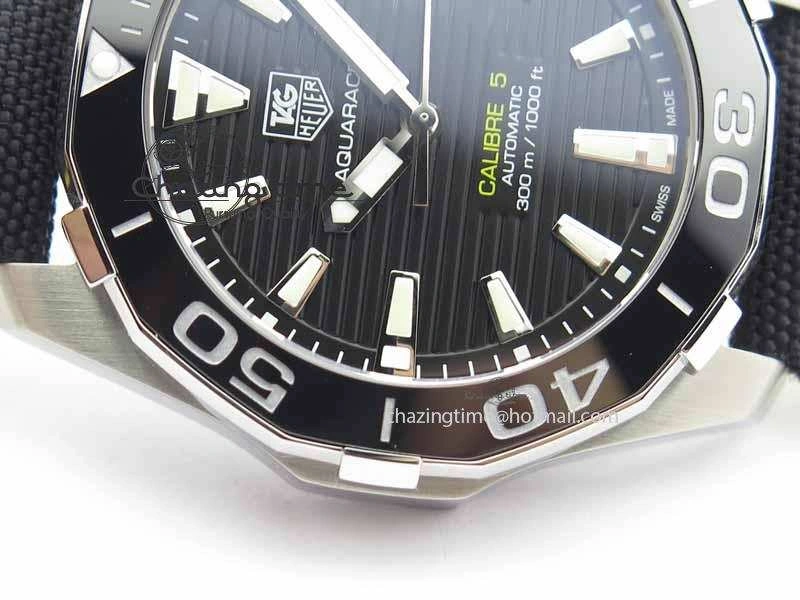 AquaRacer Calibre 5 SS V6F Best Edition Black Dial Ceramic Bezel On Nylon Strap A2824