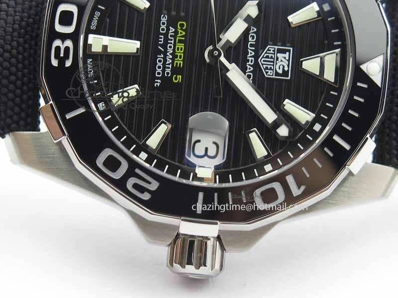 AquaRacer Calibre 5 SS V6F Best Edition Black Dial Ceramic Bezel On Nylon Strap A2824