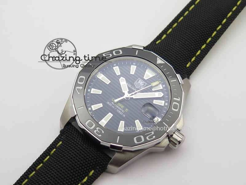 AquaRacer Calibre 5 SS V6F Best Edition Black Dial Ceramic Bezel On Nylon Strap A2824